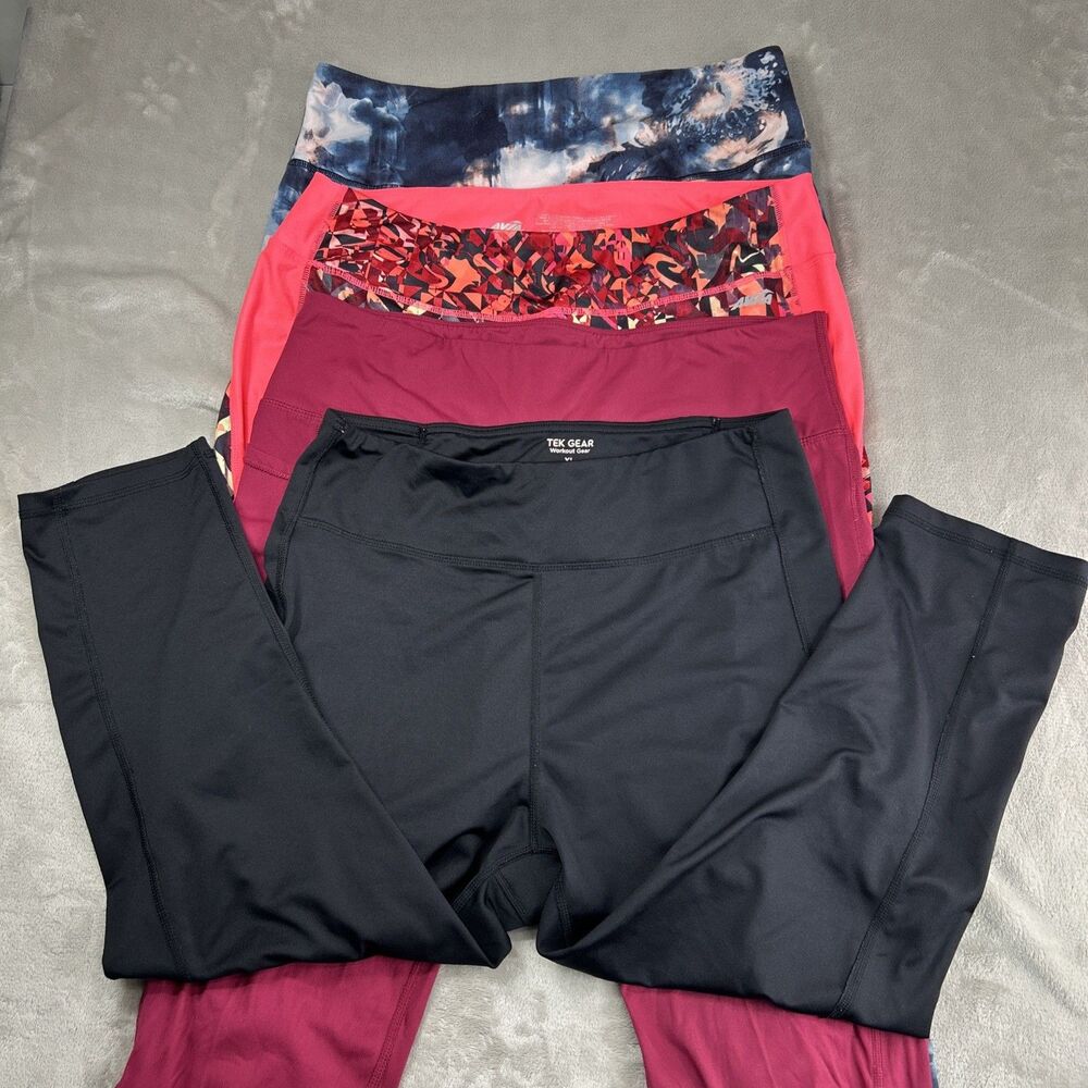 Lot Tek Gear Womens XL Workout Capri Pants Leggings High Rise Pockets Avia Yoga